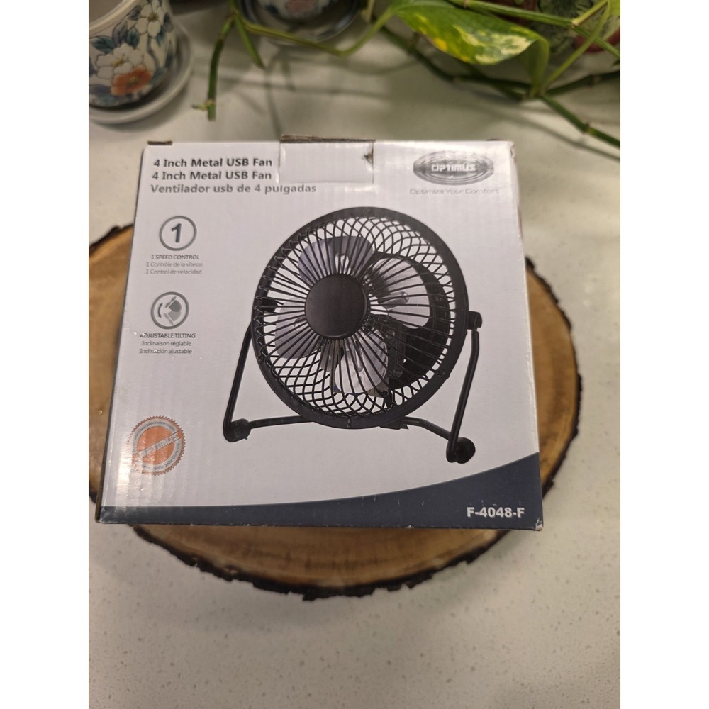 Optimus 4 inch Black High Velocity Personal Fan USB Charged
